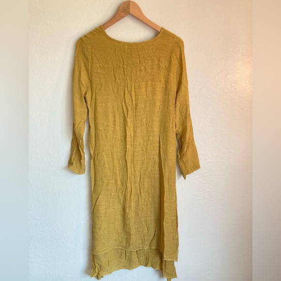 Layered Gaze Drape Boho/Bohemian Dress Mustard Yellow (M) - Picture 2 of 7